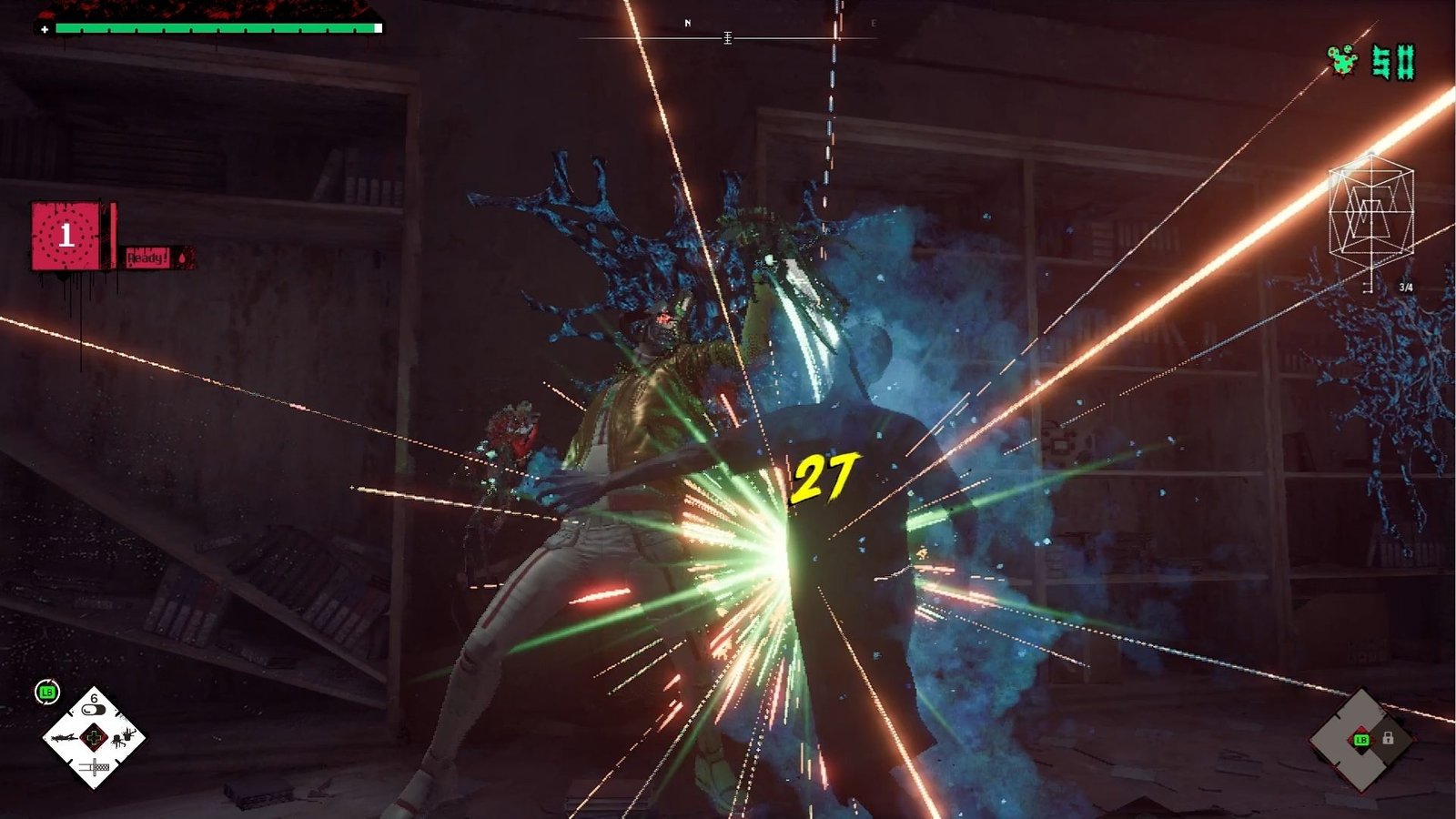 Romeo uppercutting an enemy in Romeo is a Dead Man