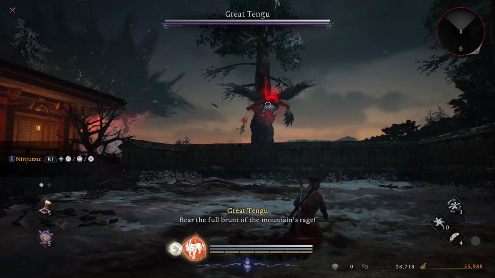 Great Tengu using his Burst attack in Nioh 3