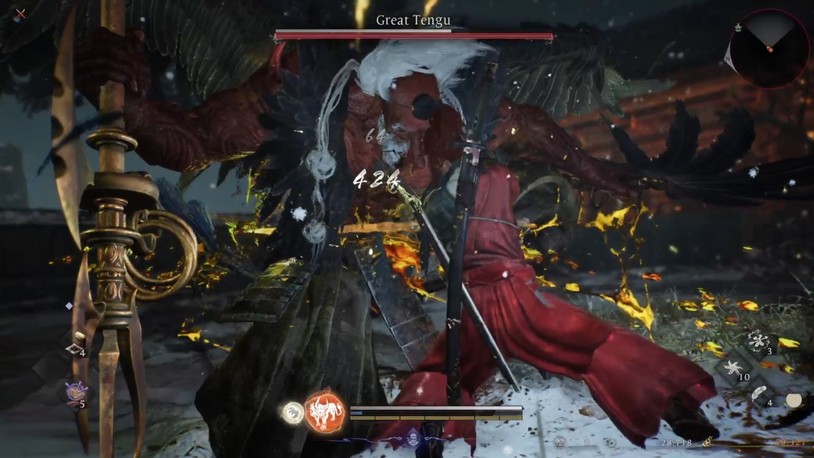 Finishing move on Great Tengu in Nioh 3