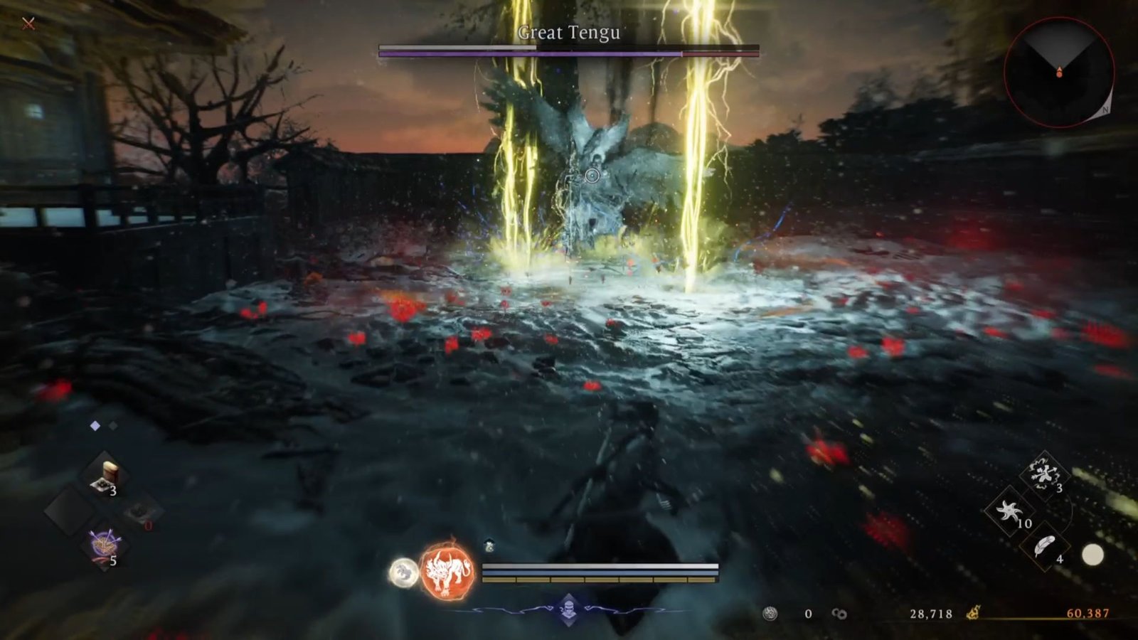 Great Tengu using lightning in Nioh 3