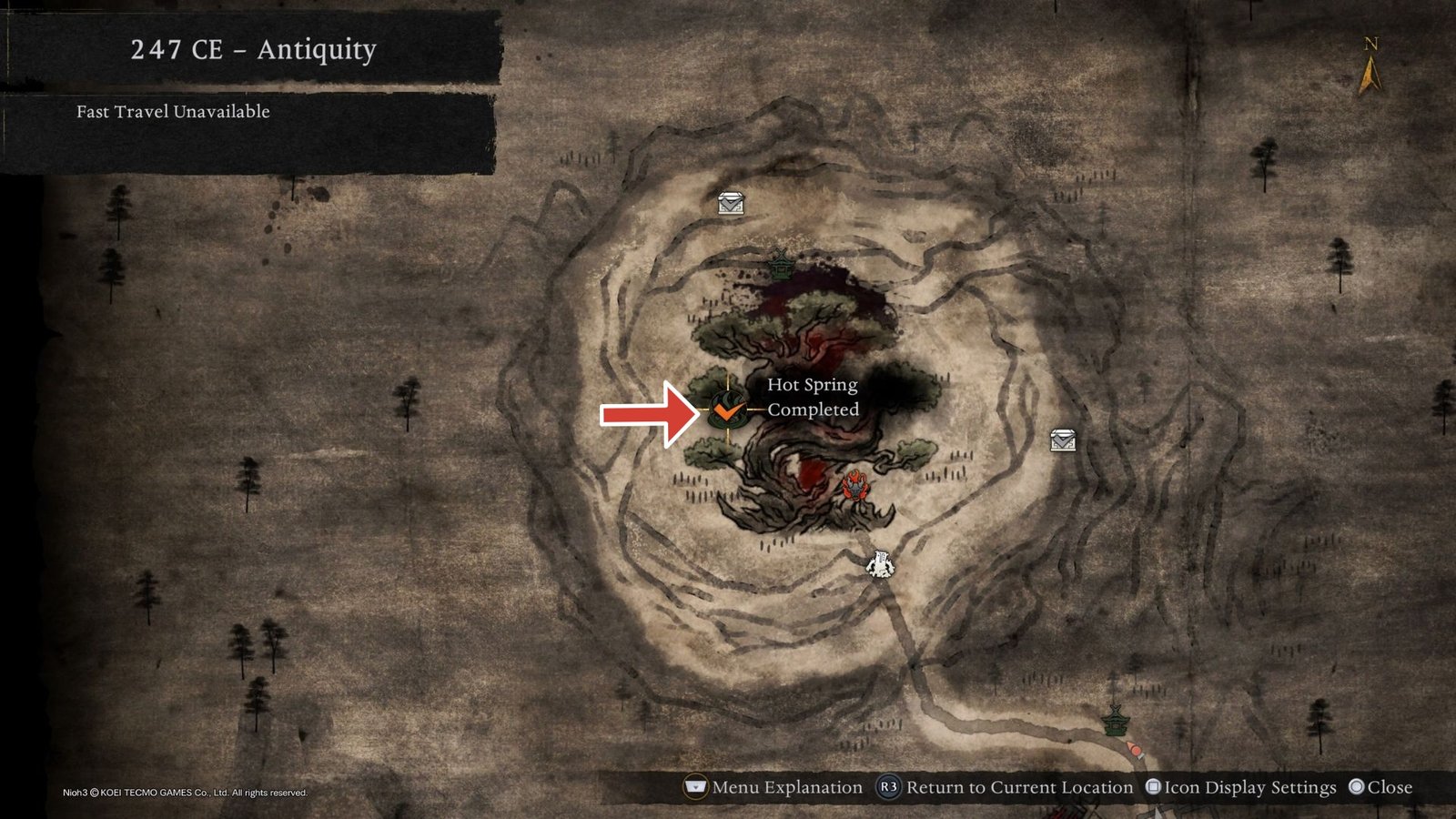 Hot Spring Location in Dark Roots Mission Nioh 3