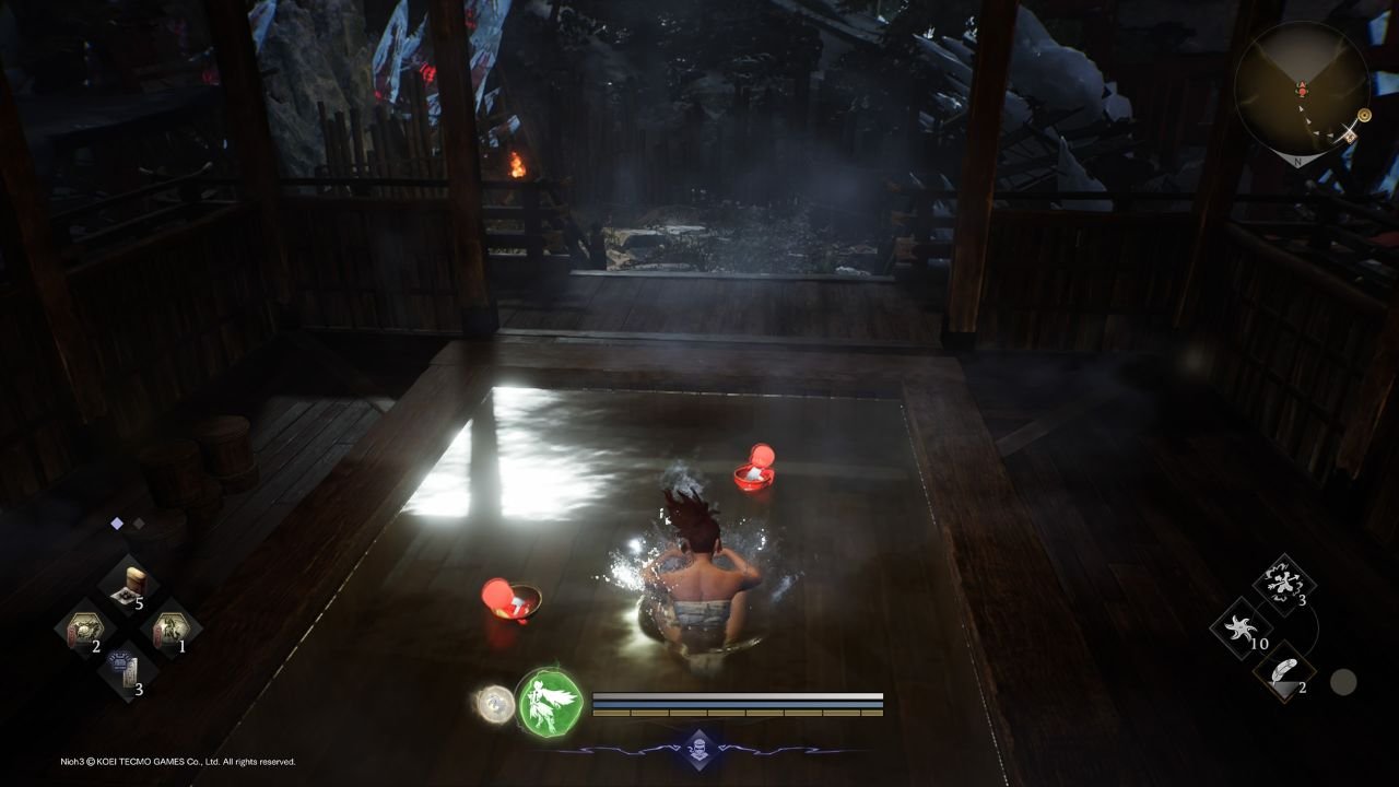 Resting in a Hot Spring in Nioh 3