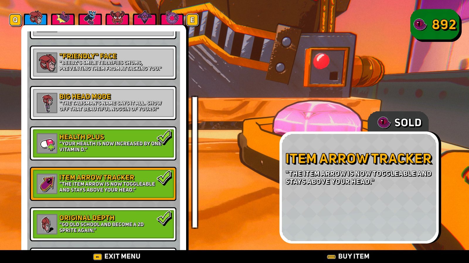 Screenshot of the Item Arrow Tracker Talisman in Demon Tides