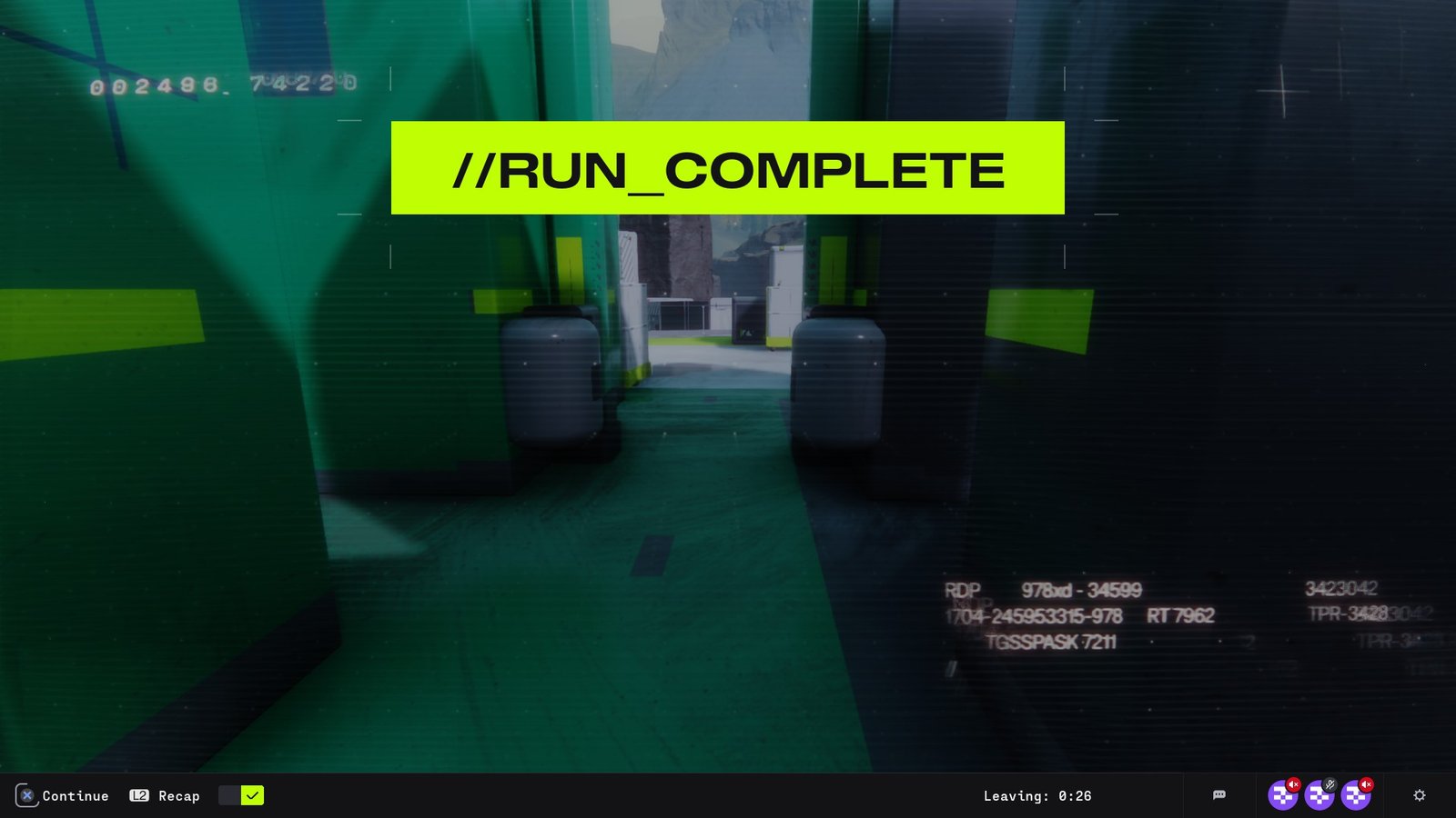 Marathon run complete extraction screen.