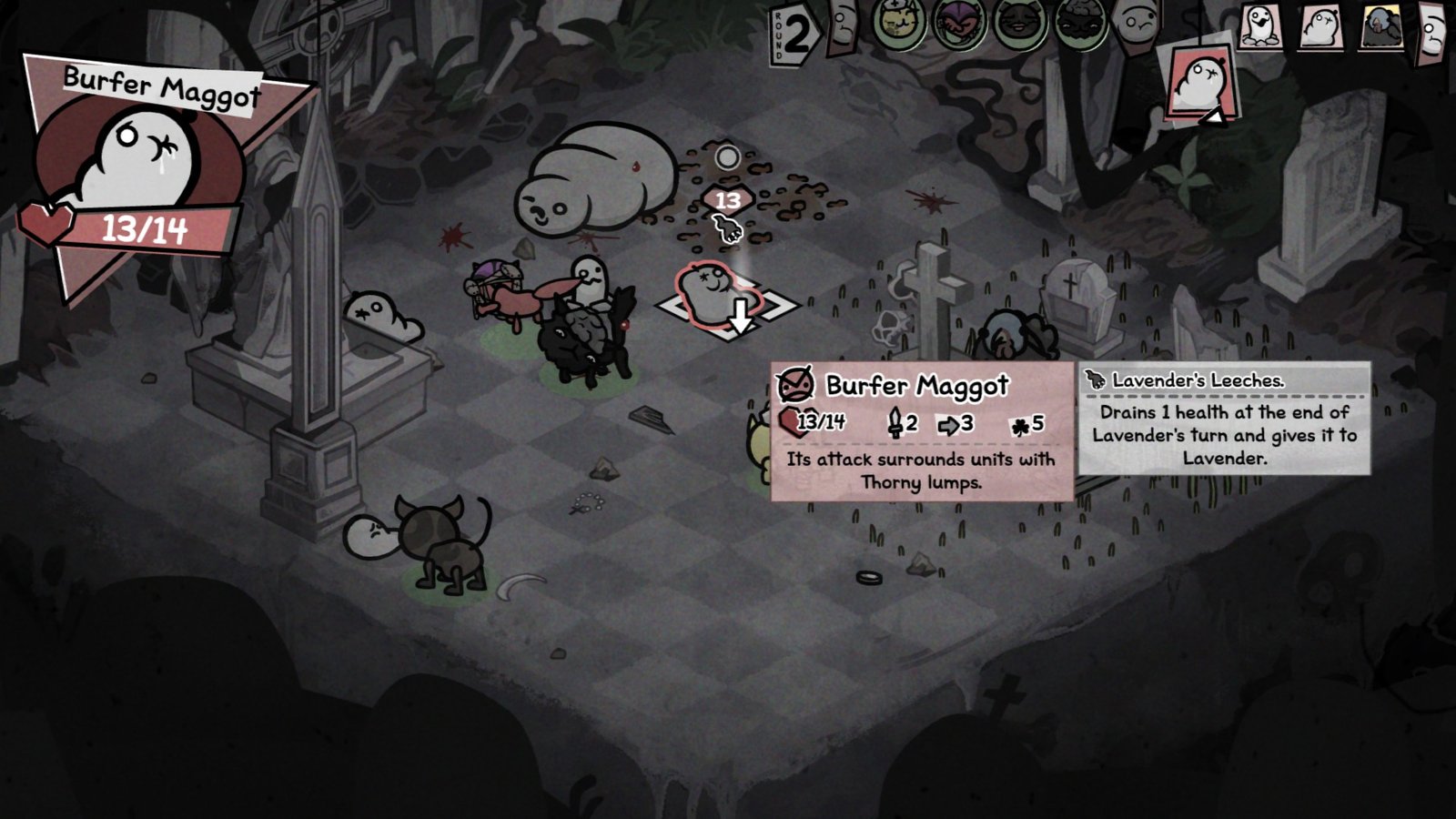 The Mama Maggot fight in Mewgenics