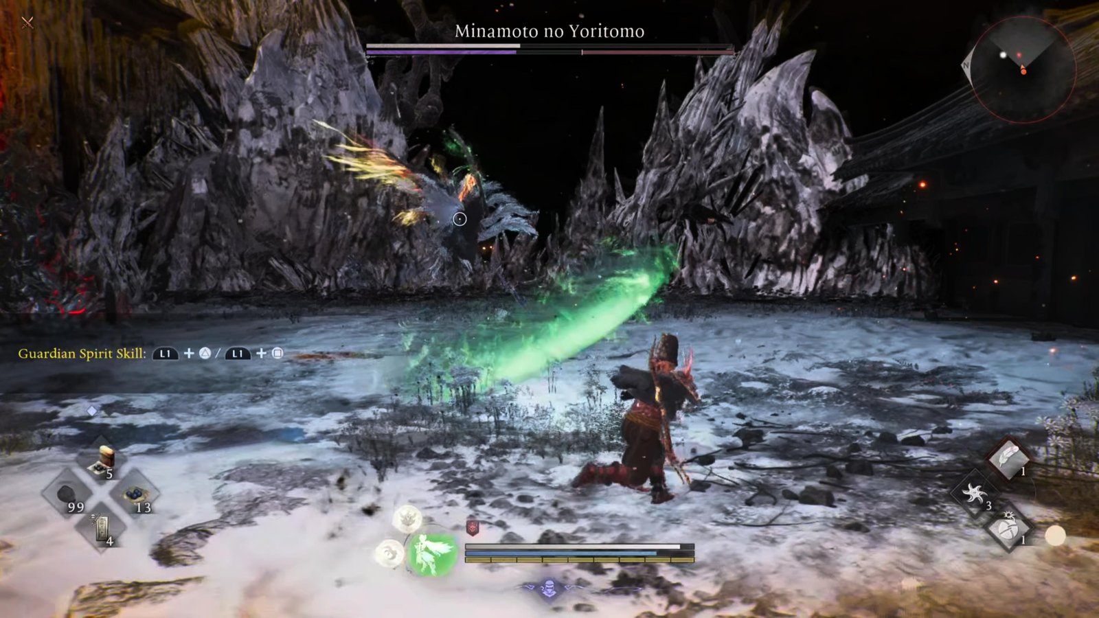 Nioh 3 warrior attacking flying demon