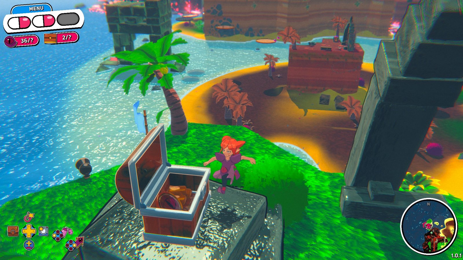 Opening the Second Chest on the Split Islands in Demon Tides.