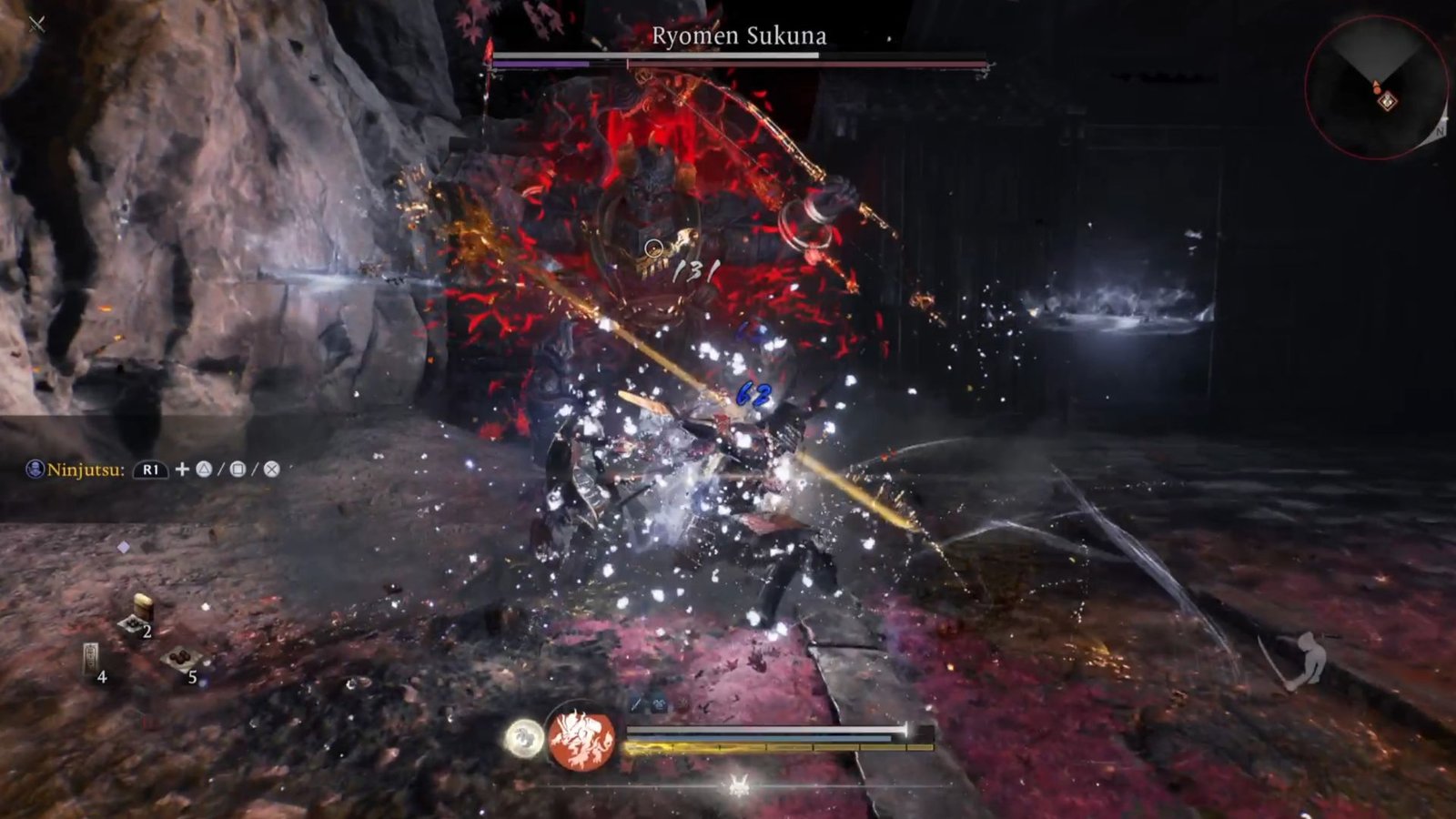 Parry Burst Attack on Ryomen Sukuna in Nioh 3