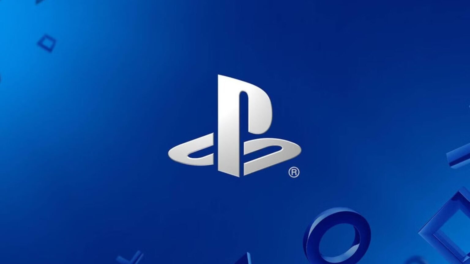 Logo of the PlayStation on a blue background
