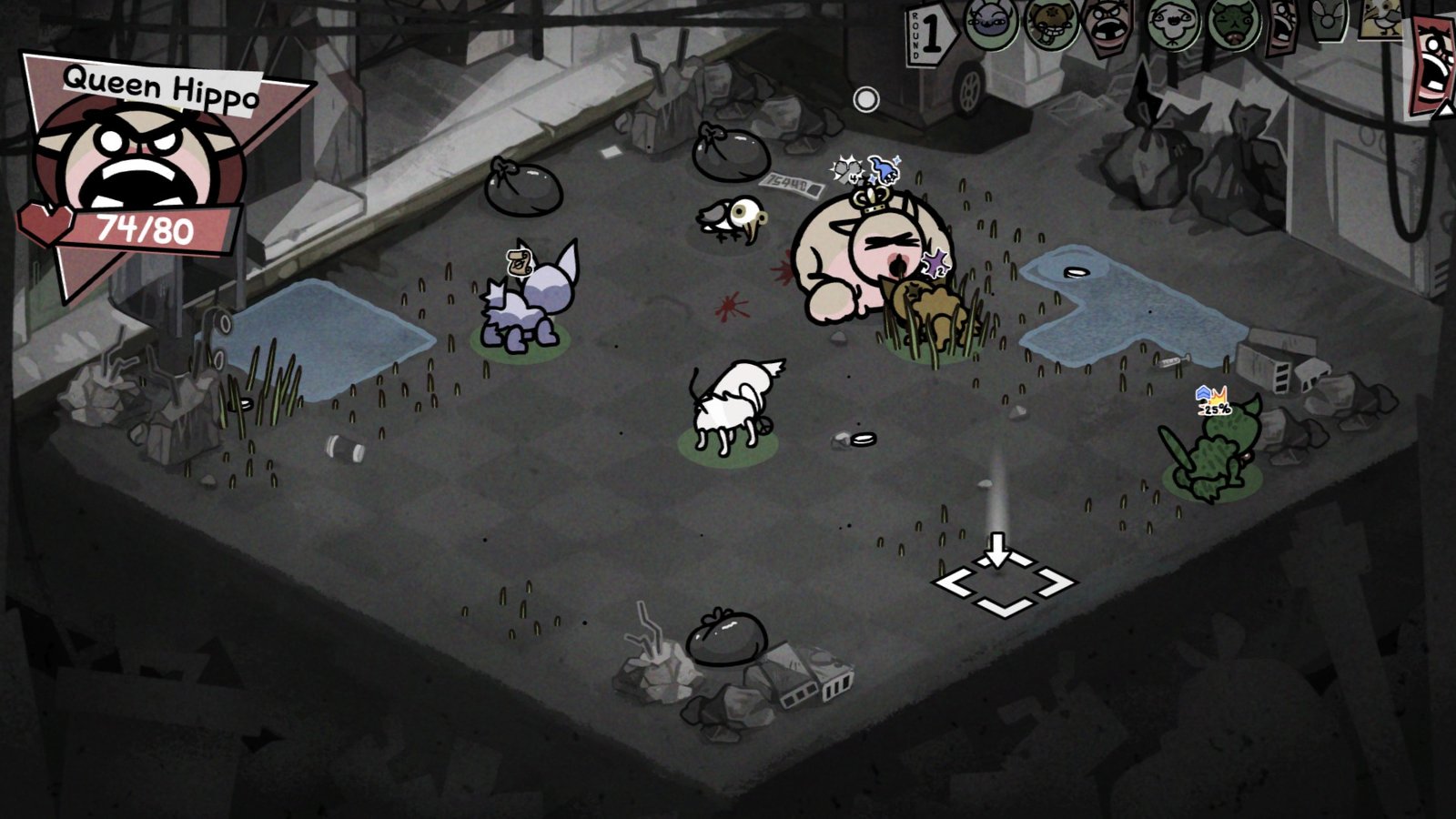 Queen Hippo taking damage in Mewgenics