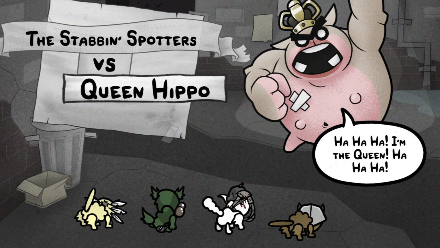 Queen Hippo's boss intro in Mewgenics