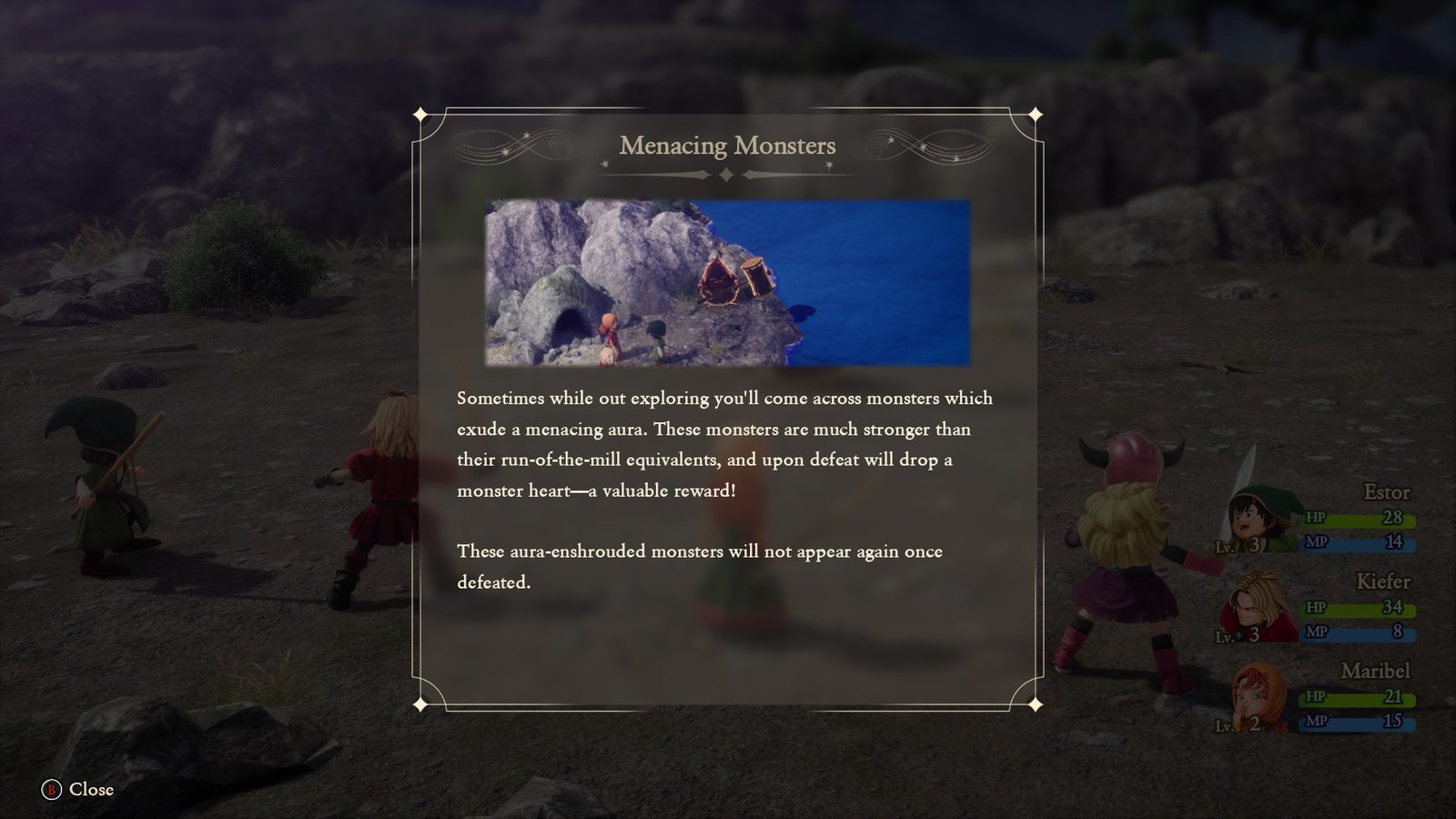 The Menacing Monsters tutorial in Dragon Quest VII Reimagined