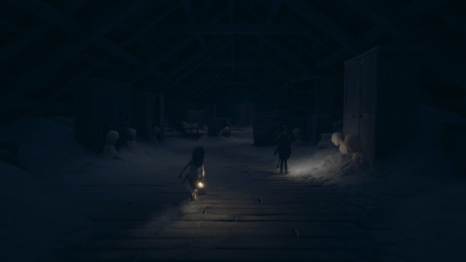 Exploring the attic of the clock tower in Reanimal