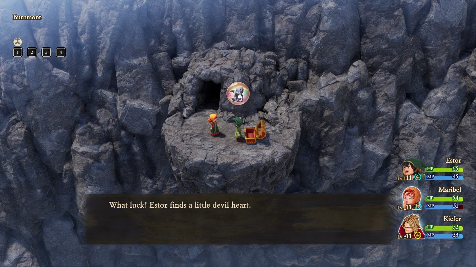 The cliffside location of the Little Devil Heart in Dragon Quest VII Reimagined