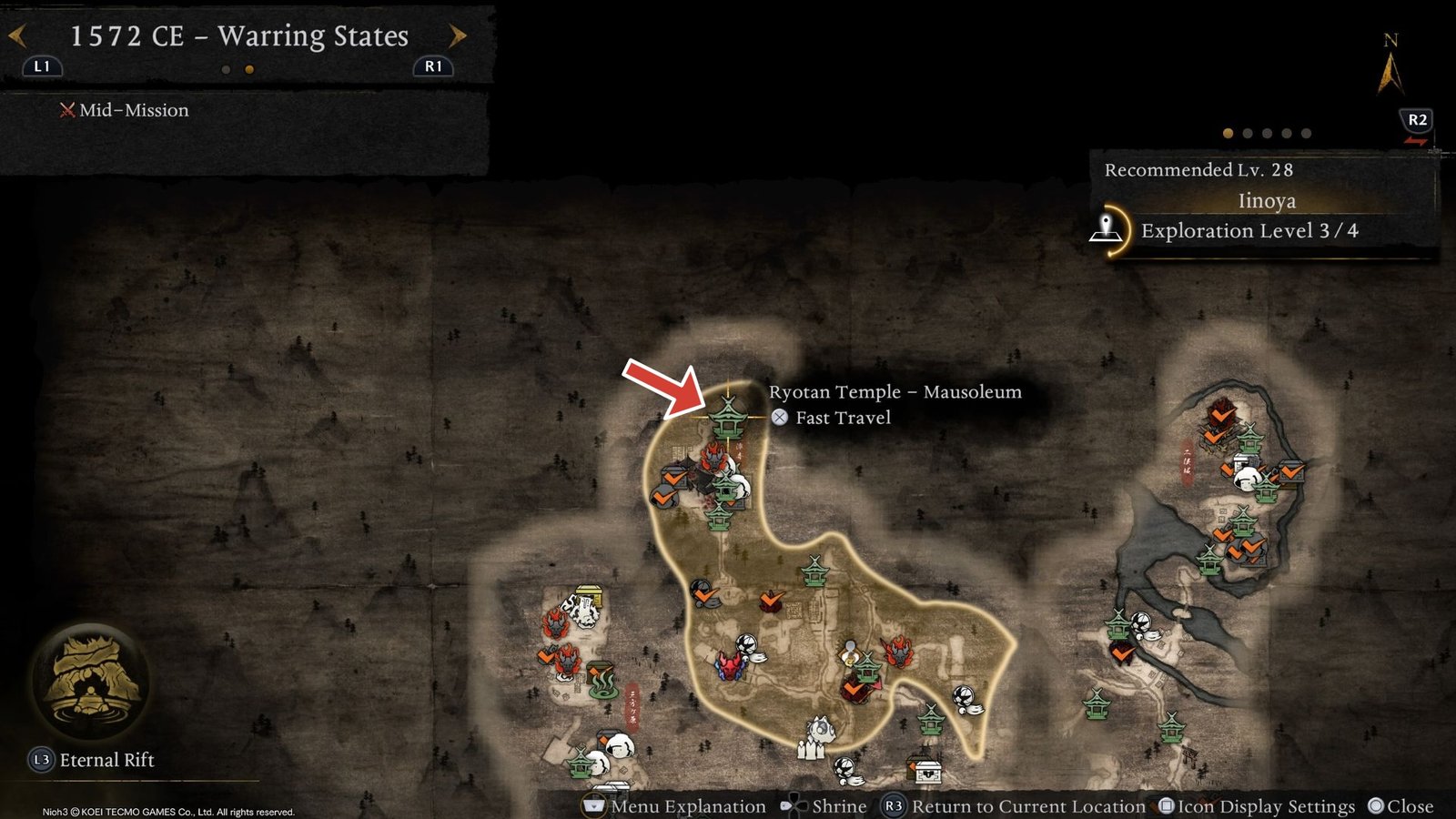 Location of Ryomen Sukuna in Nioh 3
