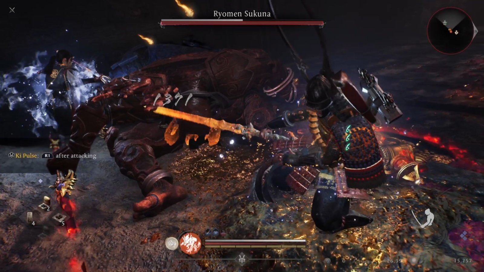 Samurai executing a finishing move in Nioh 3