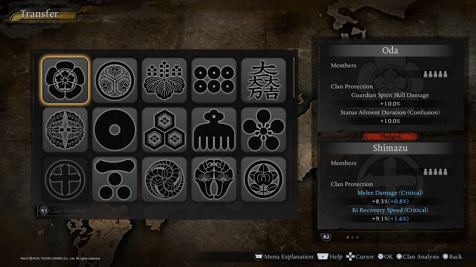 Selecting a Clan in Nioh 3