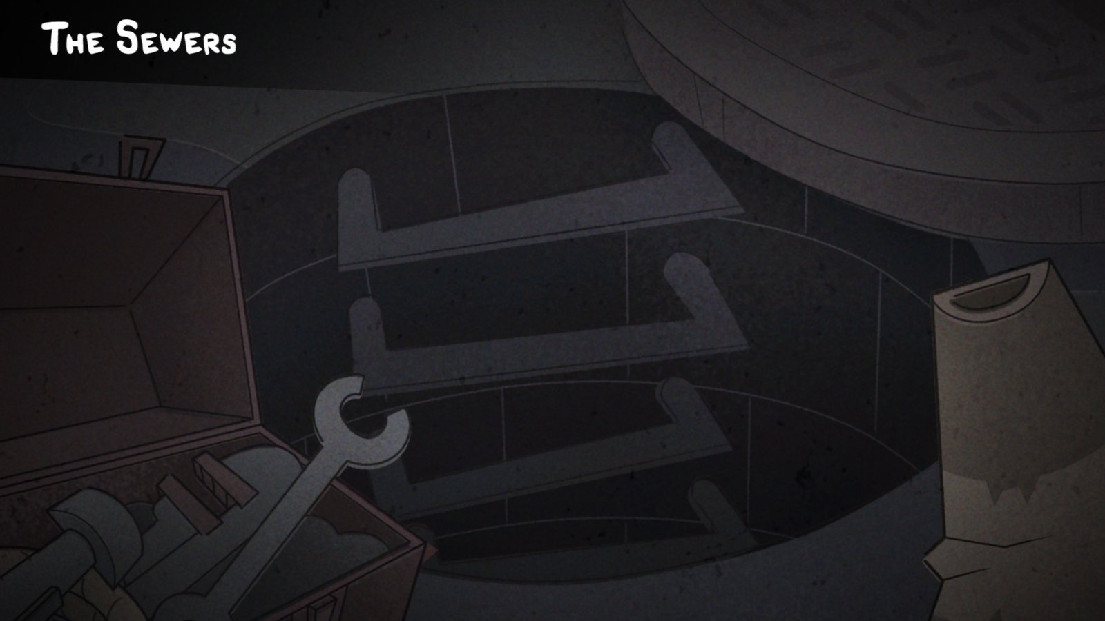 An open manhole leading into the sewers