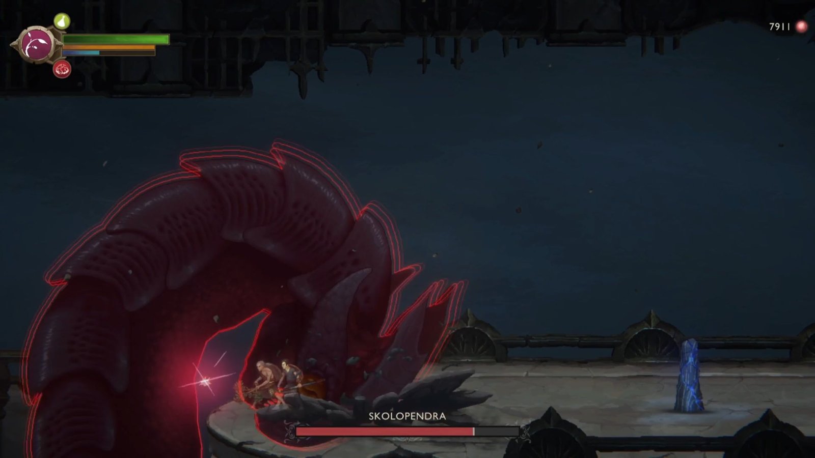 Skolopendra doing head slam attack in God of War sons of Sparta
