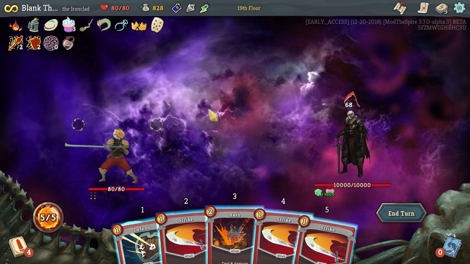 Ironclad facing down a powerful boss in the void