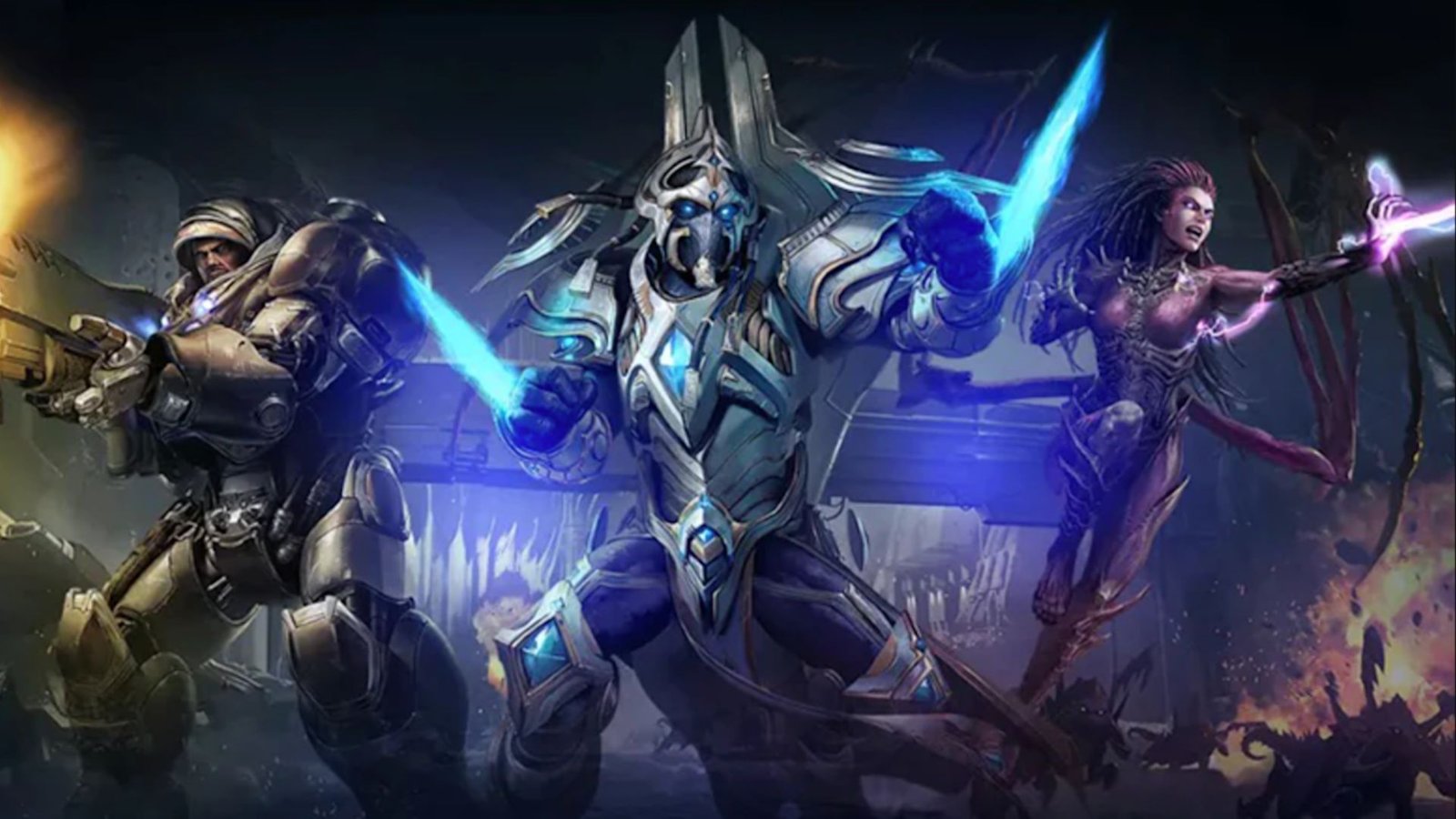 protoss, zerg, and terran characters from StarCraft