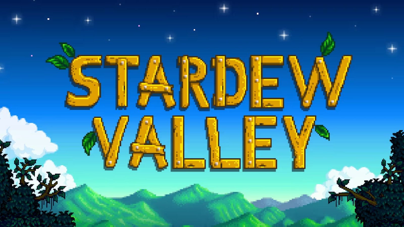 Logo in the stars of Stardew Valley