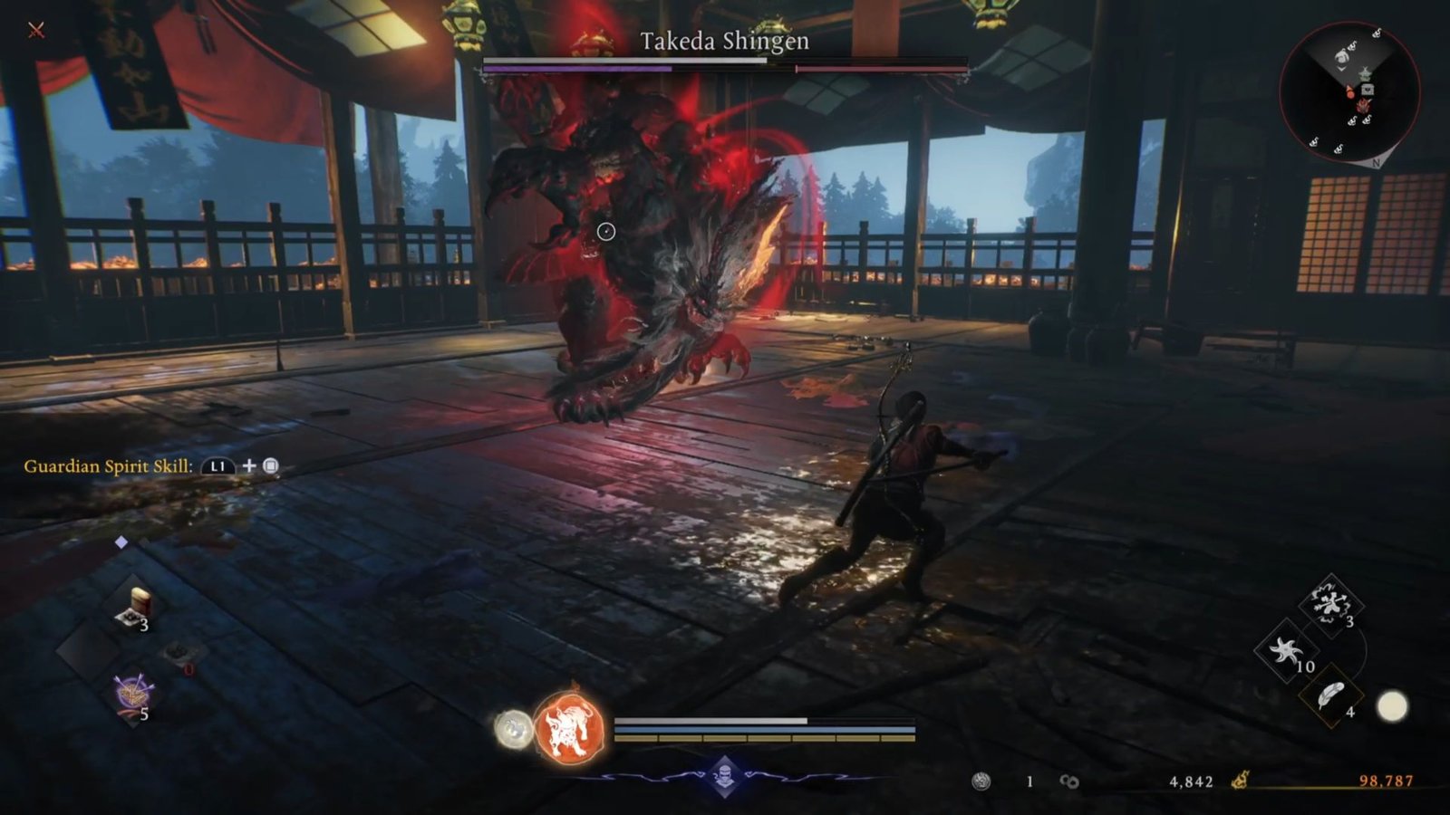 Takeda Shingen doing a Burst attack in Nioh 3