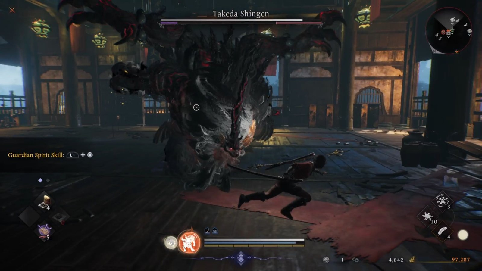 Takeda Shingen doing a grab attack in Nioh 3