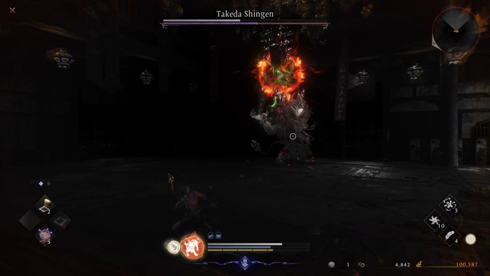 Takeda Shingen doing a fireball attack in Nioh 3