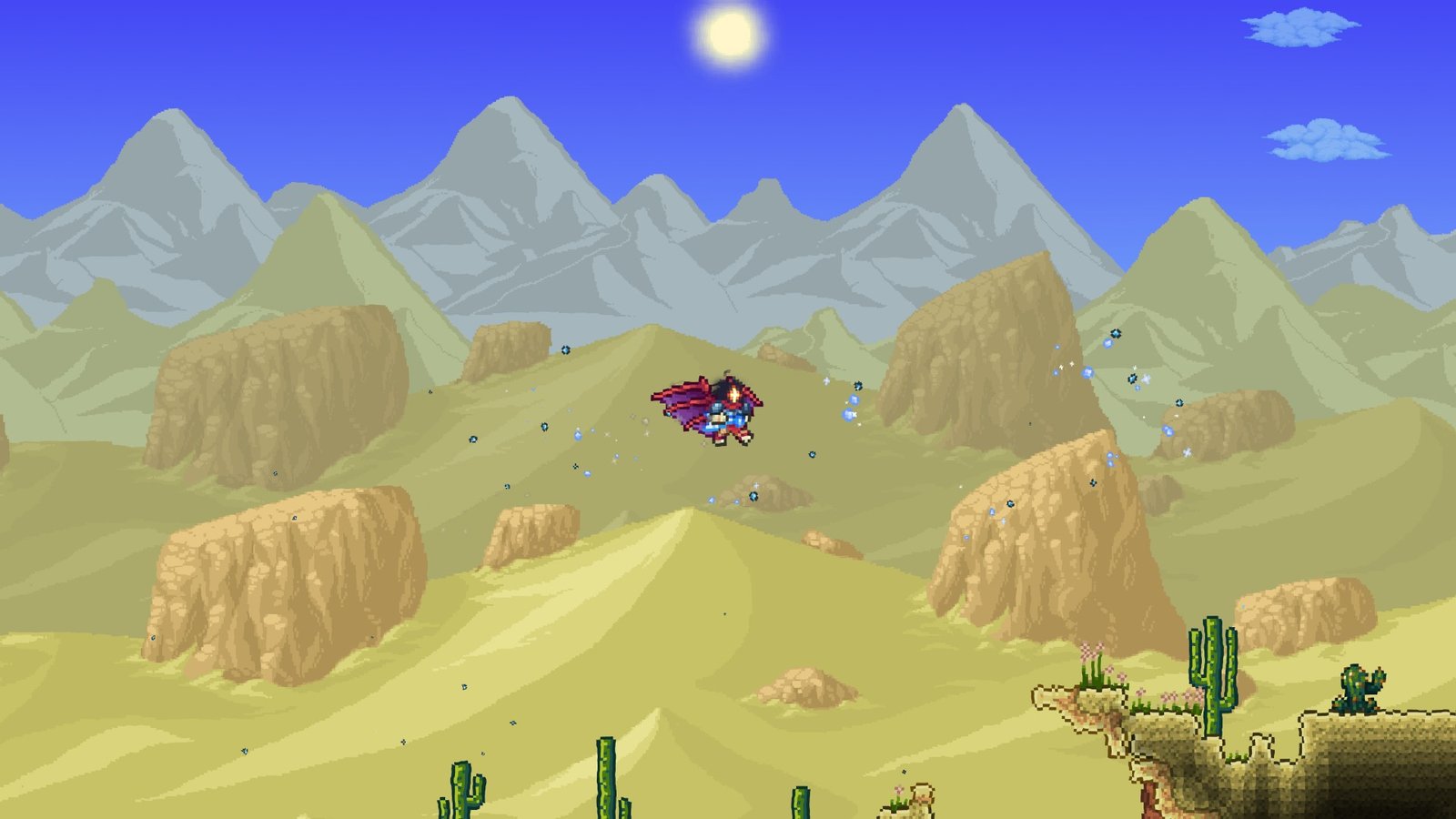 Screenshot of the Dead Cells Crossover with Terraria, showcasing the Beheaded's vanity set.