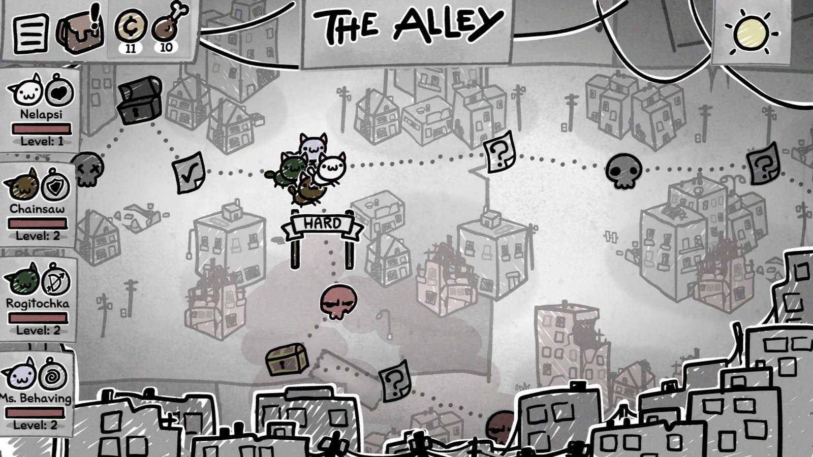 The Alley Map in Mewgenics
