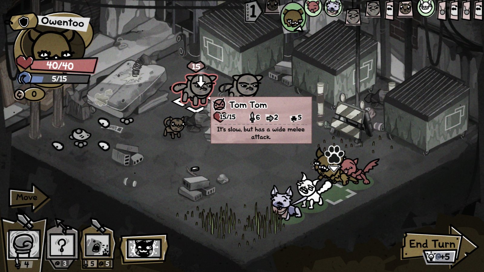 A Tom Tom hovered during a fight in Mewgenics