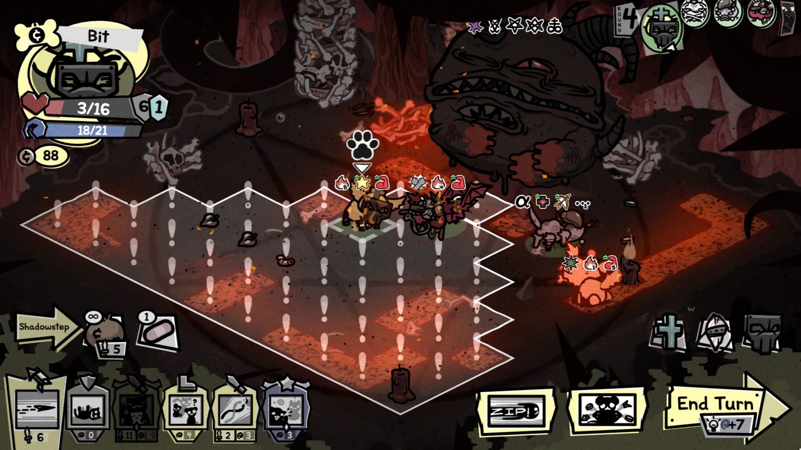The Tormentor boss prepares to use a big attack in Mewgenics