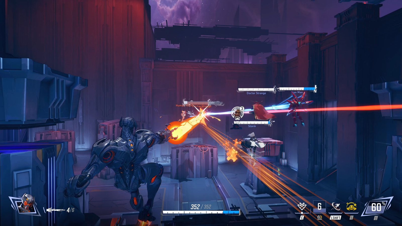 Ultron attacking Doctor Strange in Marvel Rivals.