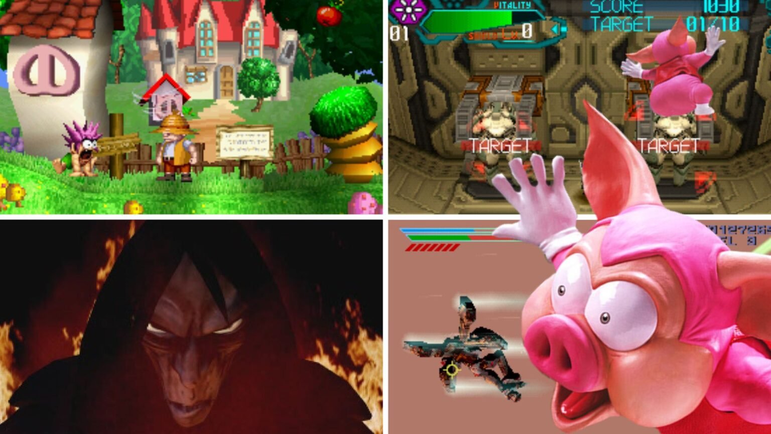 A collection of underappreciated gems for PS1, including images from TOMBA!, Silent Bomber, Nightmare Creatures and Omega Boost