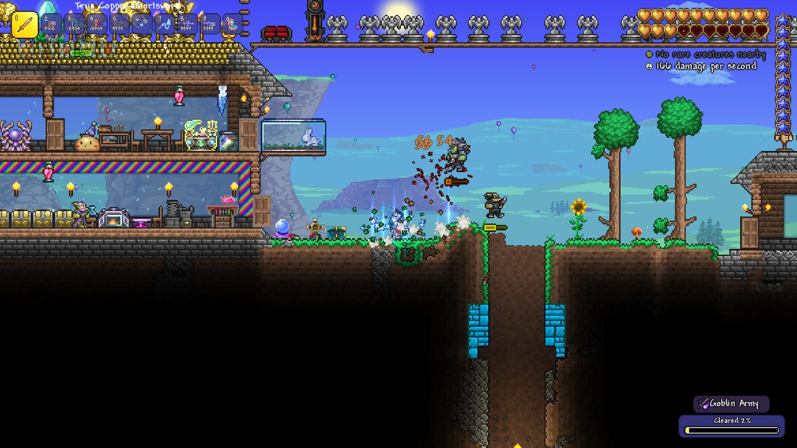 Screenshot of a player using the Dead Cells Crossover item, the Ram Rune, in Terraria.