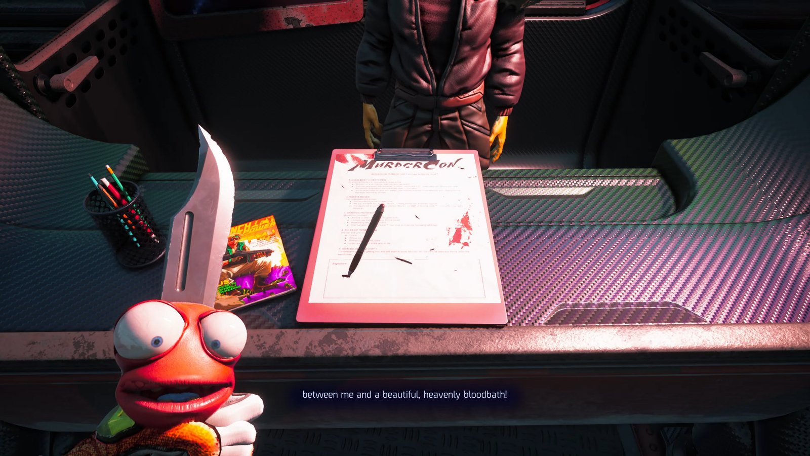 Signing the Waiver With Knifey