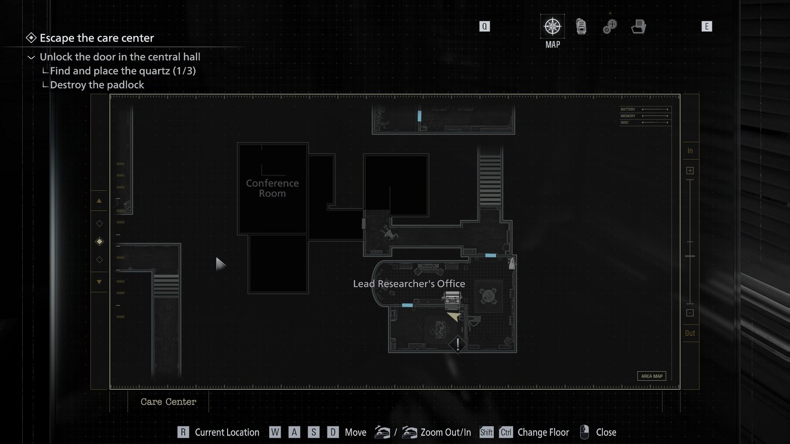 West Wing upper floor map in RE9