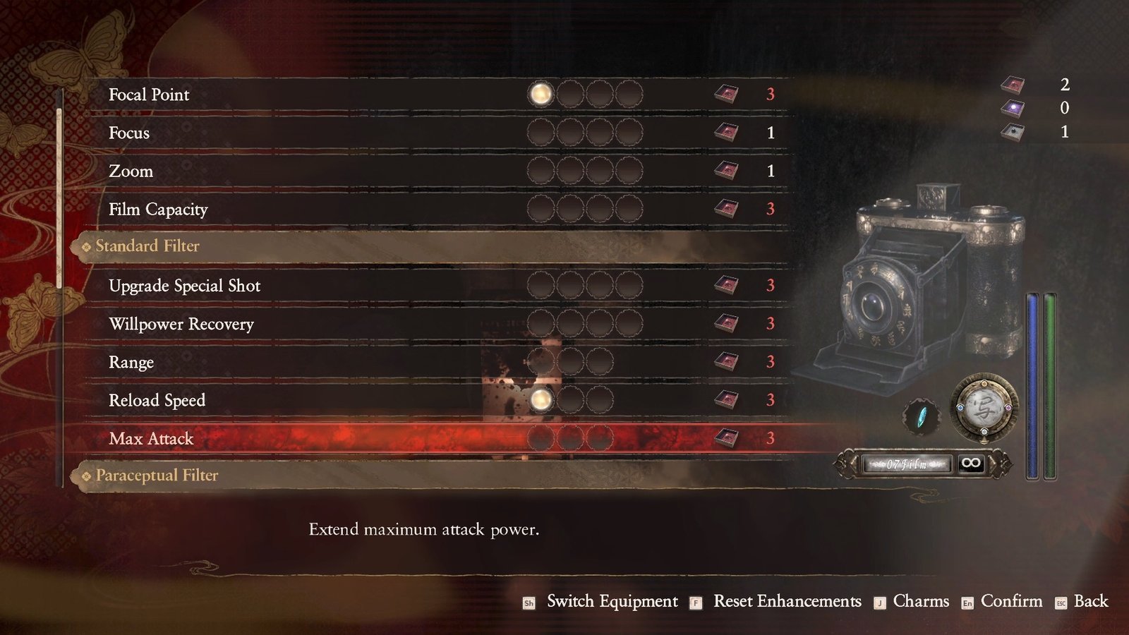 Fatal Frame 2 Camera Obscura Prayer Bead Upgrades