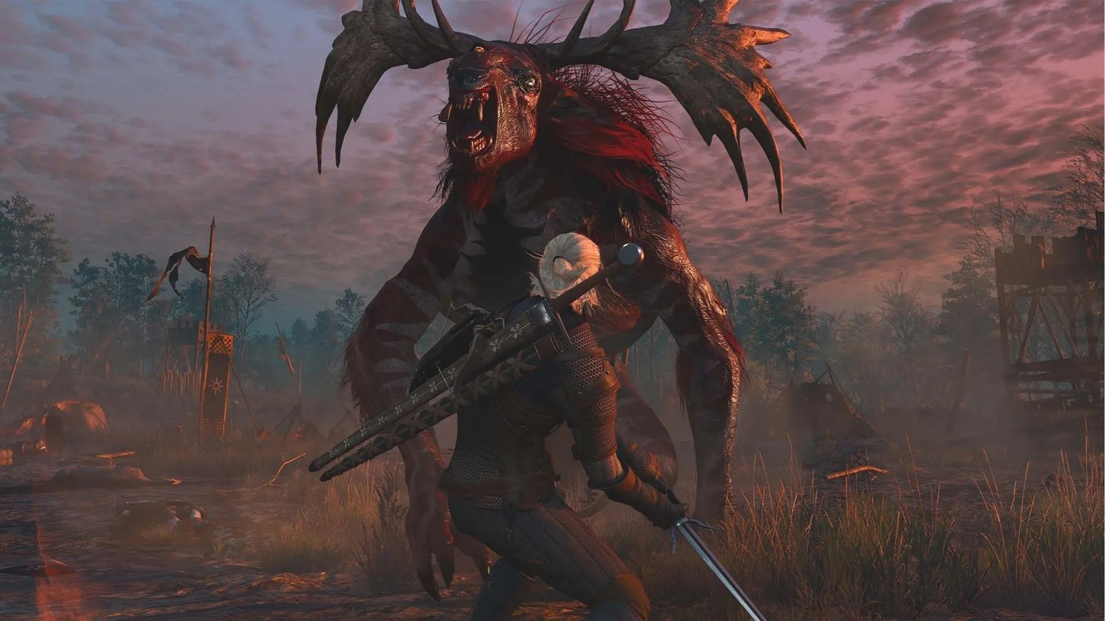 Witcher 3 image showing Geralt facing a monster