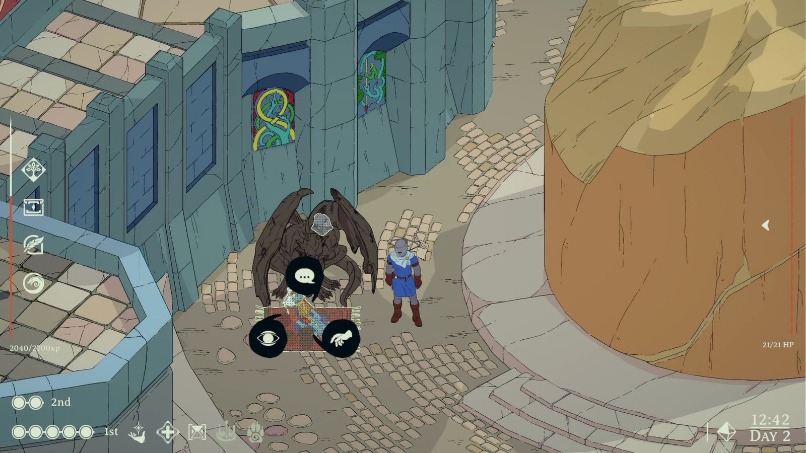 Esoteric Ebb image with the Cleric interacting with a shopkeeper