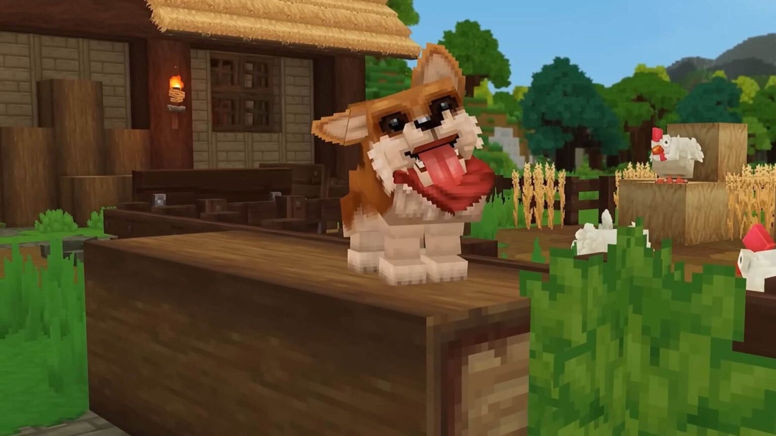 Hytale dog on a log