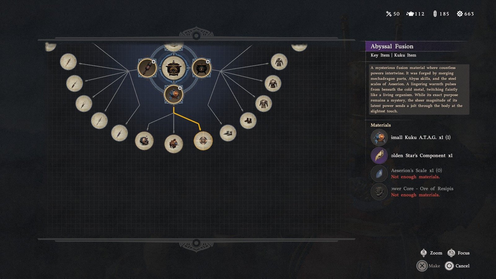 Abyssal Fusion crafting screen Crimson Desert