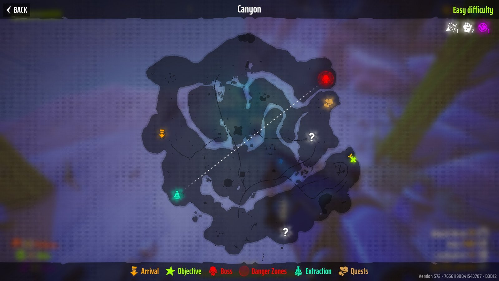 The Canyon Map with Grave 2 marked