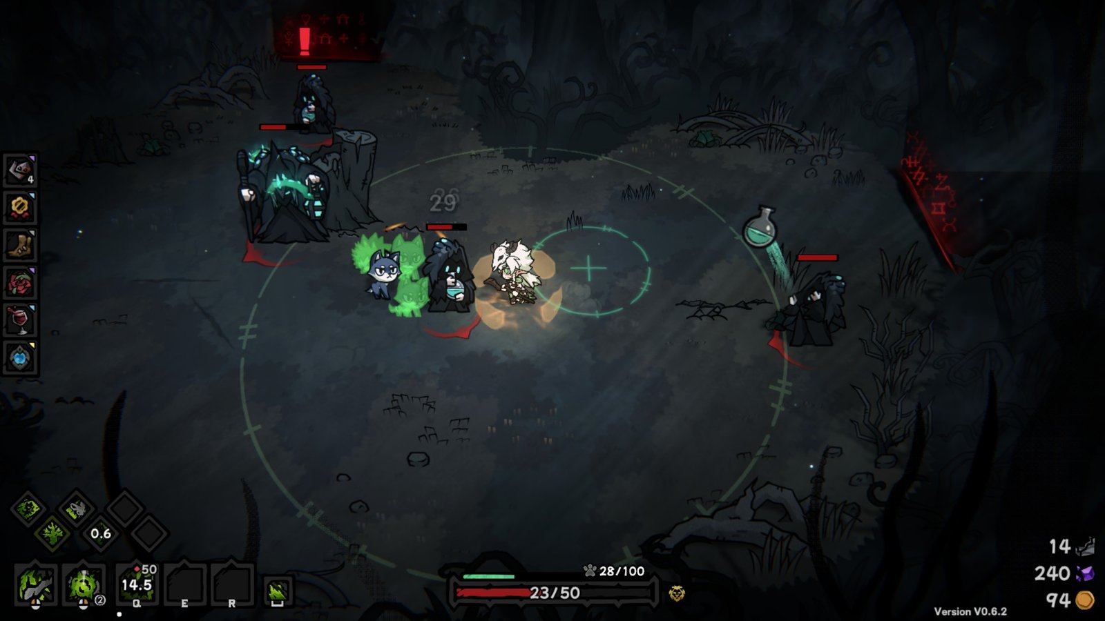 The Playable Character Uma fighting a pack of cultists in Cinderia