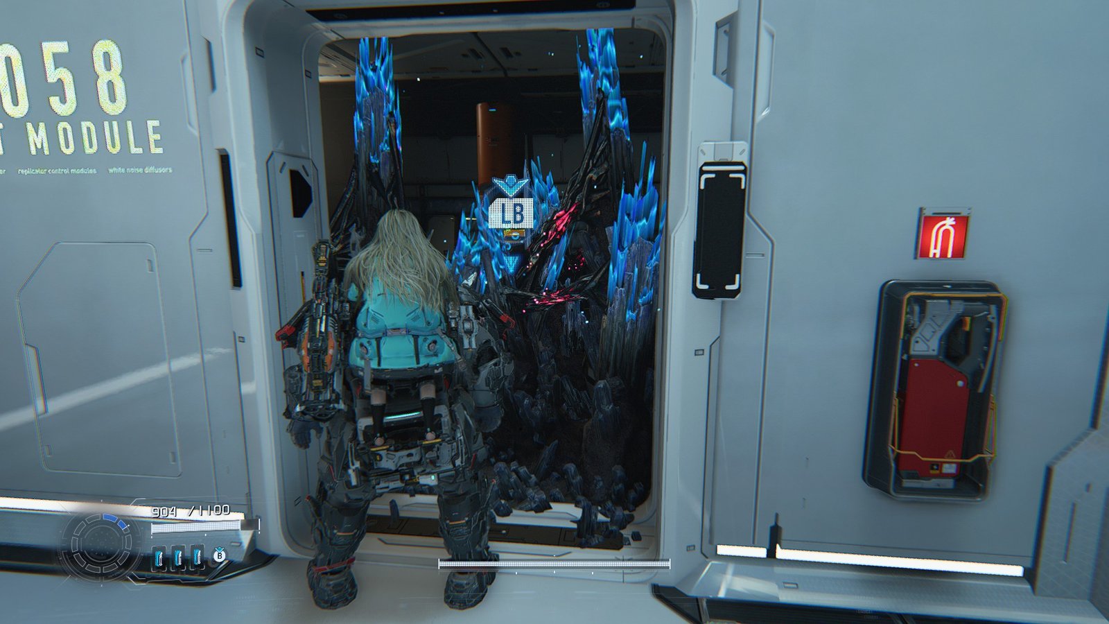 A crystal buildup in Pragmata