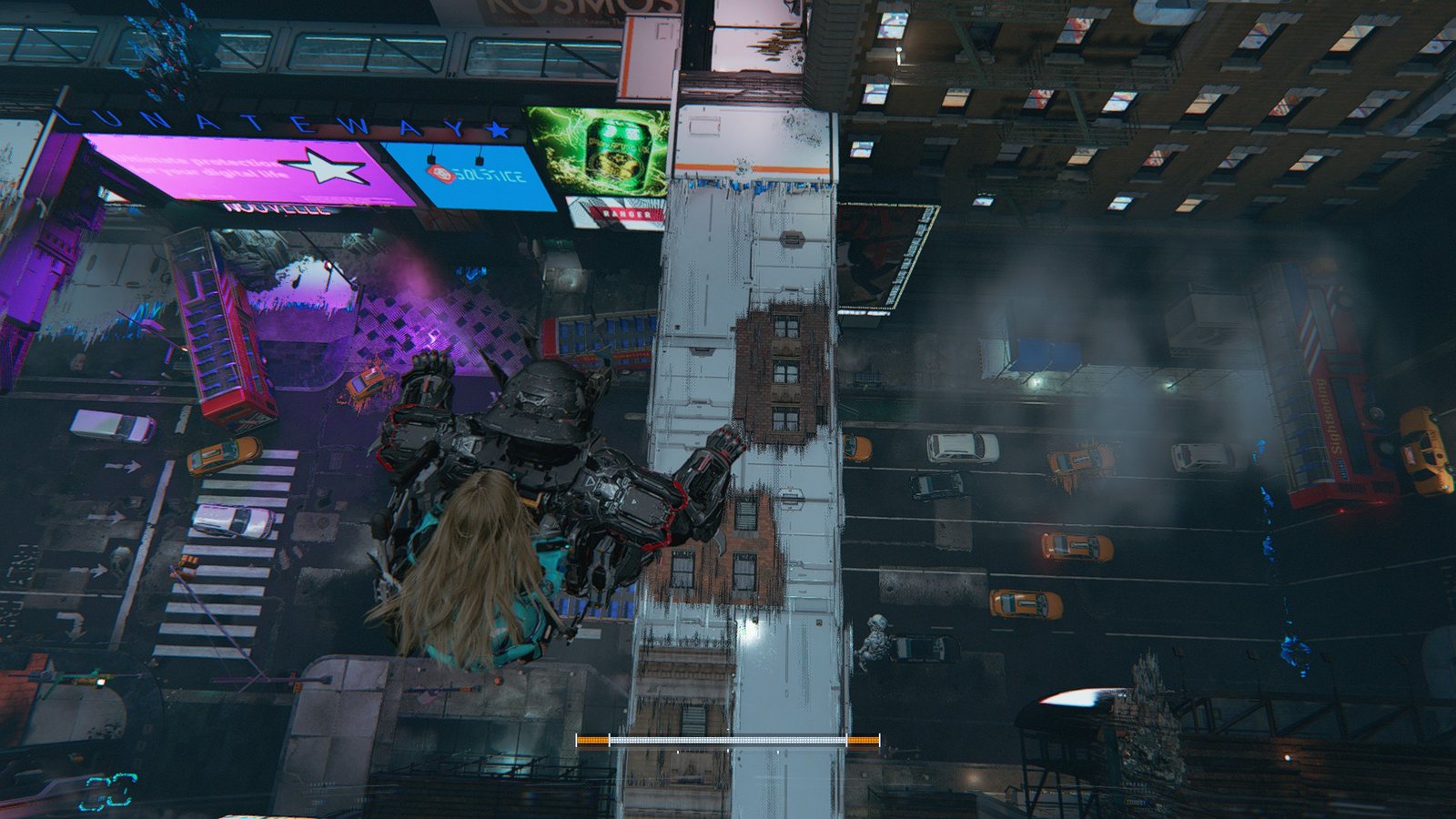 Leaping between buildings in Pragmata