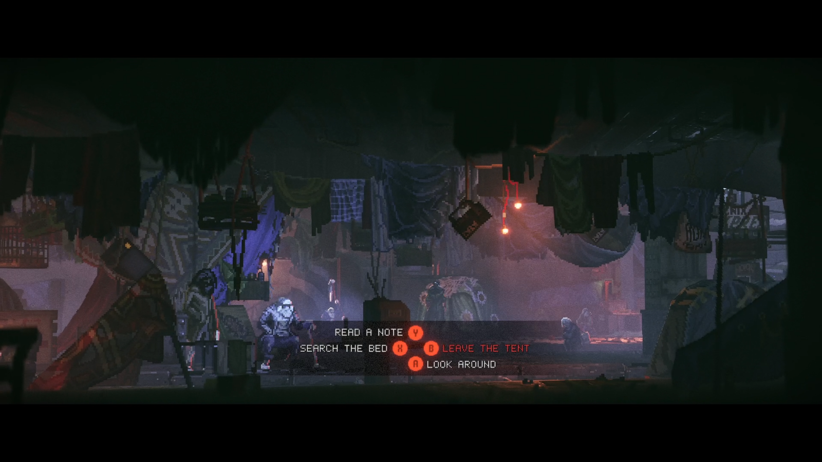 Reach examines a green flower tent in REPLACED