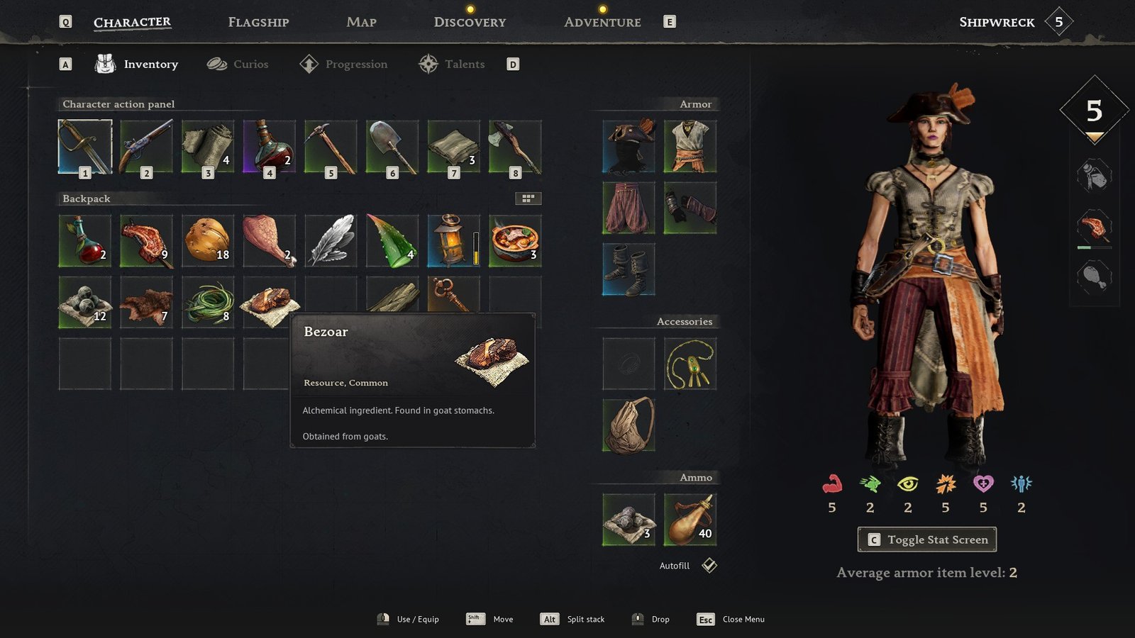 Windrose Bezoar Inventory