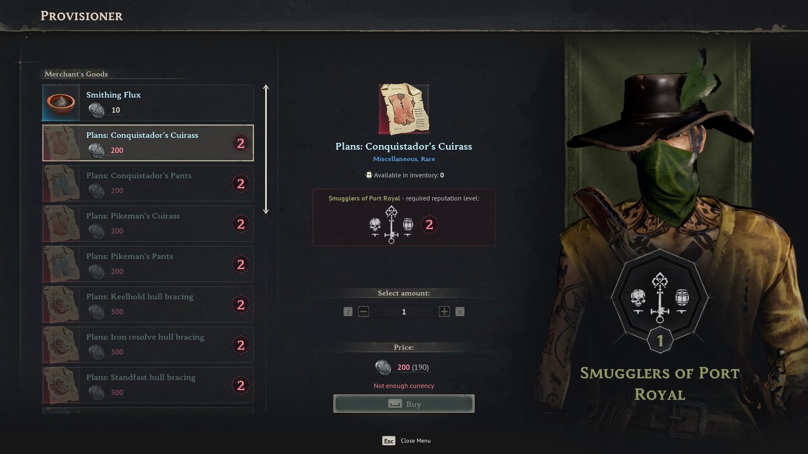 Windrose Conquistador Armor Plans